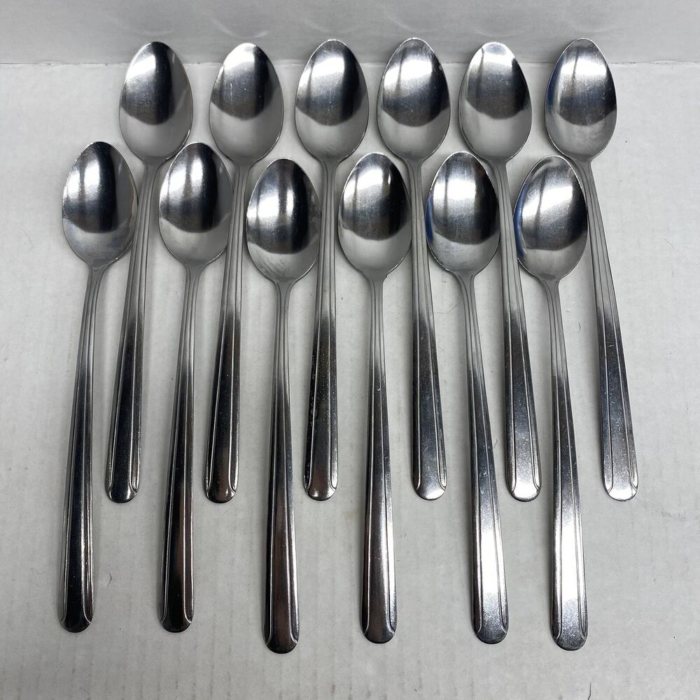 12 Walco Stainless Iced Tea Spoons 18 CR 7.75" Cocktail Flatware Ice Cream